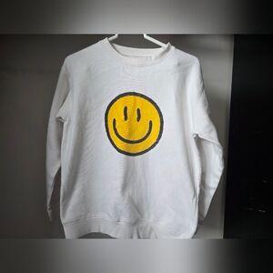 Vintage Havana White Sweatshirt with Green Logo and Rainbow Stripes